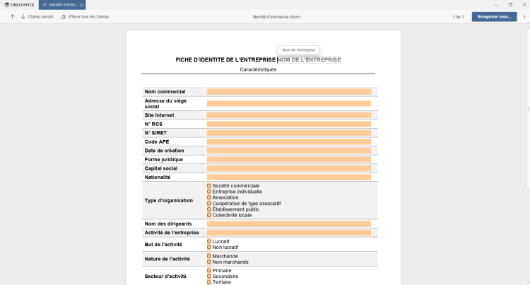 ONLYOFFICE Docs, une solution alternative à Adobe Acrobat : Créer formulaires PDF à remplir